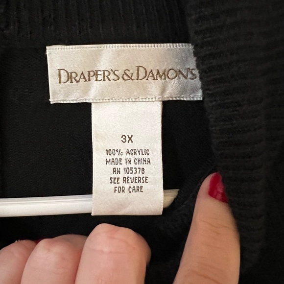 Draper And Damon's Black Short Sleeve Mock Neck Sweater Size 3X Back Zip Soft - Picture 3 of 4